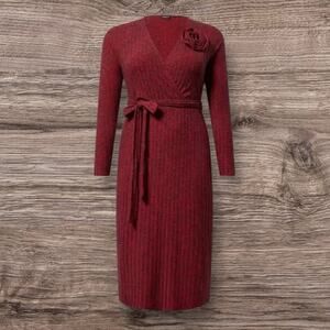 Torrid Midi Surplice Wrap Dress Women Size 1X -14/16 in Jester Red